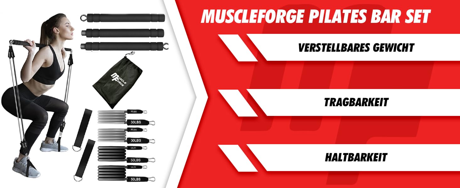 Набір штанг MuscleForge з 4 стрічками для тренувань вдома