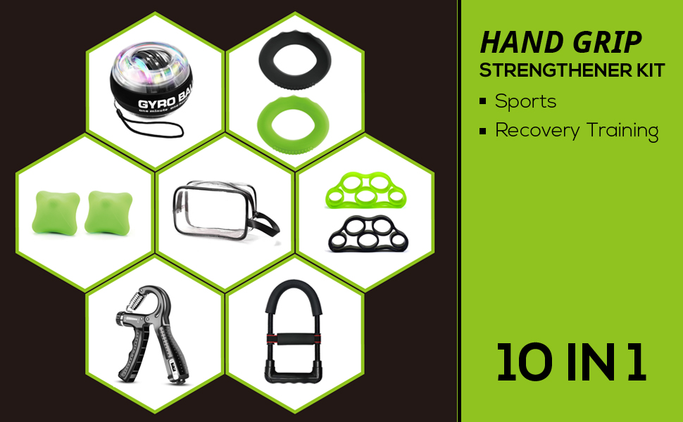 Набір для тренування рук та зап'ястя (10 шт.) - Handtrainer HSK01N