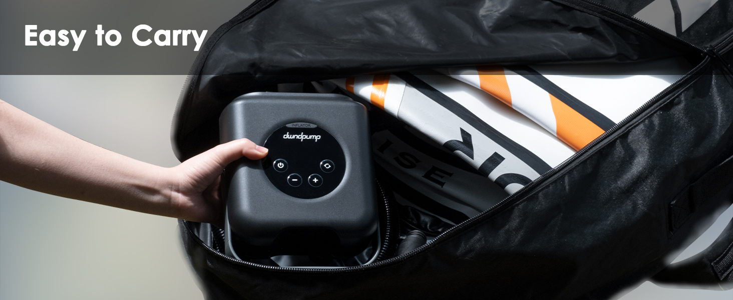 Електрична SUP-насос dwndpump HOBO PRO: акумулятор 4000 mAh, 20 PSI, для SUP, каяків, матраців, 12V автоживлення, сірий