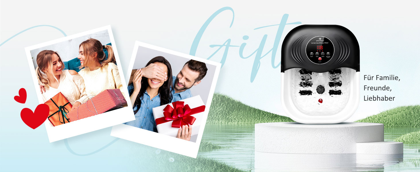 Ванночка для ніг з масажем та підігрівом – складана ванночка для ніг з бульбашками та пемзою, масажер для ніг з водою та 8 роликів – ідеальний подарунок (Чорний)