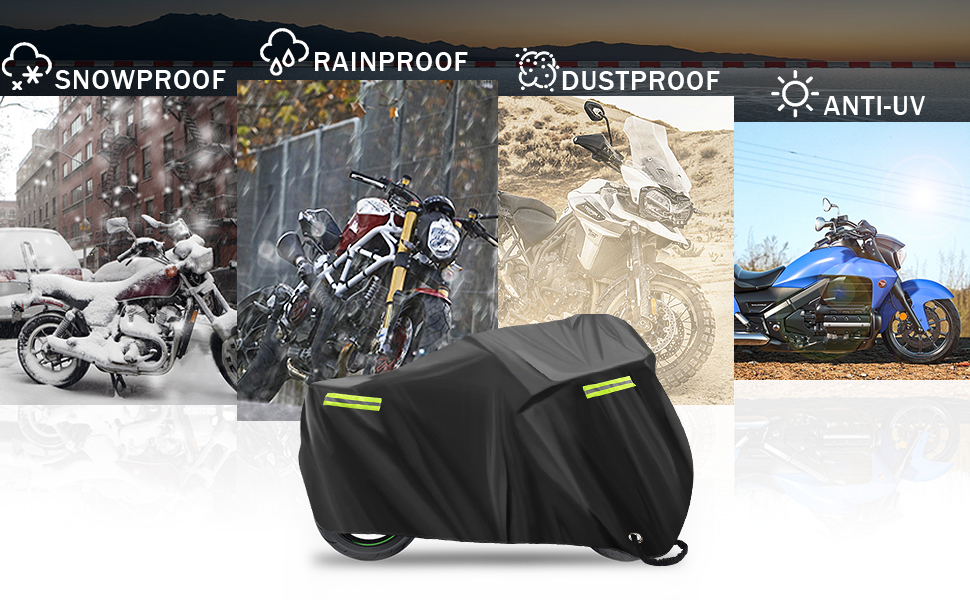 Чохол для мотоцикла 210D Oxford, захист від подряпин, водовідштовхувальний, для Harley-Davidson, Honda, Suzuki, Yamaha (245 x 105 x 125 см)