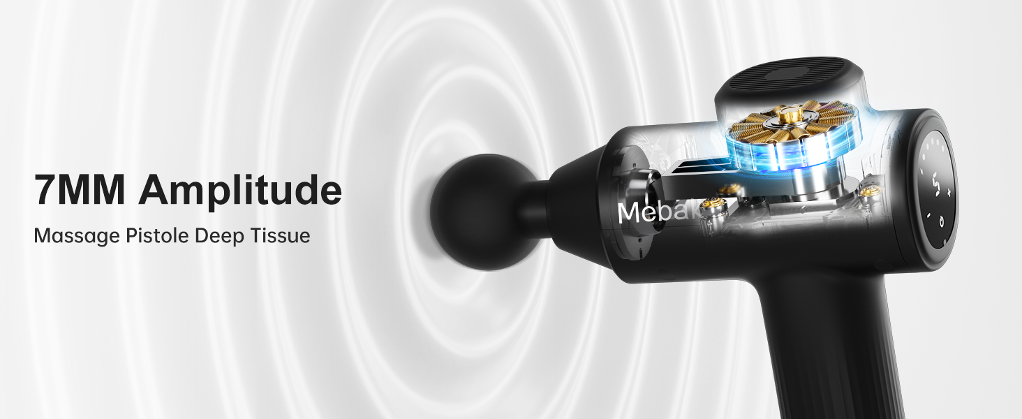 Масажний пістолет Mebak 7 для глибокого масажу м'язів, 5 швидкостей, тиха електрична фасціальна масажна гармата для спини та стегон, знеболення, Ferroso