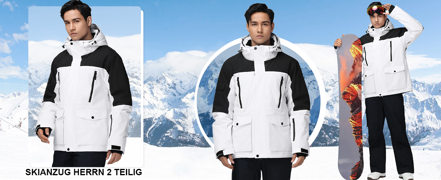 Комплект гірськолижний чоловічий HOTIAN: куртка та штани. Теплий, водонепроникний, вітронепроникний костюм для сноуборду та гірськолижного спорту. Розмір M. HB+BK