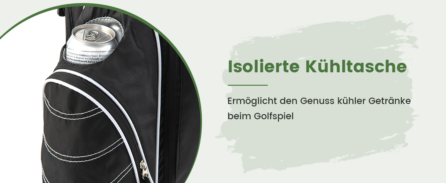 Чорна сумка для гольфу COSTWAY з підставкою, водонепроникною кришкою та 4 відділеннями, легка переносна сумка з відділенням для головок та ременем, для жінок та чоловіків