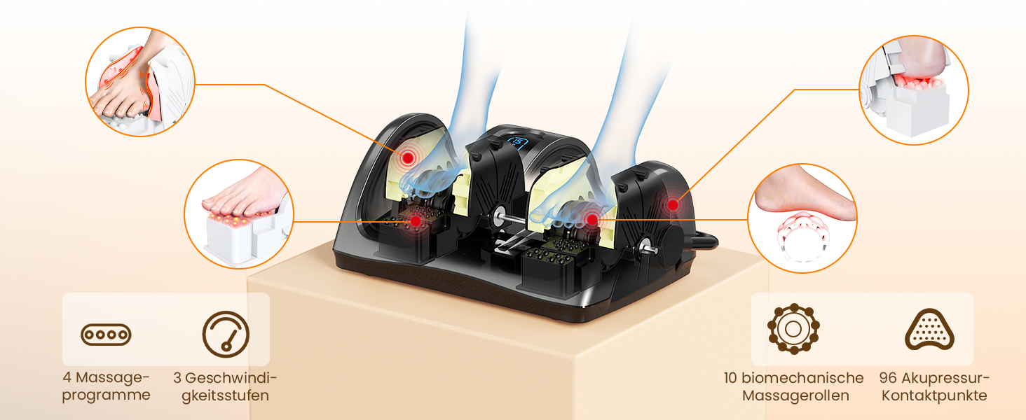 Електричний масажер для ніг TISSCARE з функцією шиацу, нагрівом, розминанням, роликами та натисканням. 360° регульована ручка. Для зняття болю, подарунок для жінок та чоловіків. Колір: сірий.
