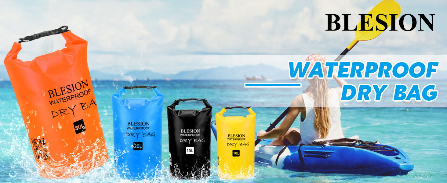 Водонепроникний мішок Dry Bag 5L/15L/20L/30L з регульованим плечовим ременем - рюкзак для каякінгу, риболовлі, плавання, піших прогулянок та подорожей (Оранжевий, 20L)