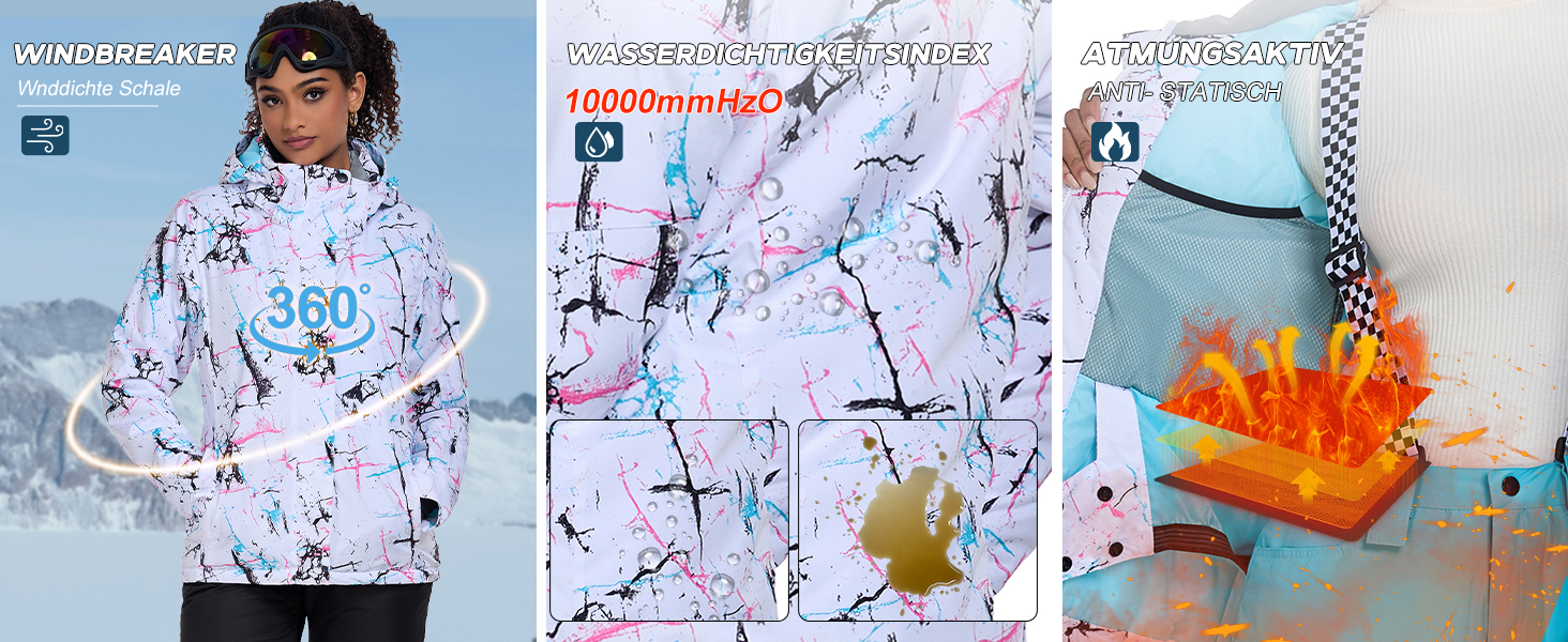 Комплект зимового одягу HOTIAN Daen: водонепроникний, вітронепроникний, для катання на лижах та сноуборді, походів та альпінізму (M, 2 кольори + рожевий)