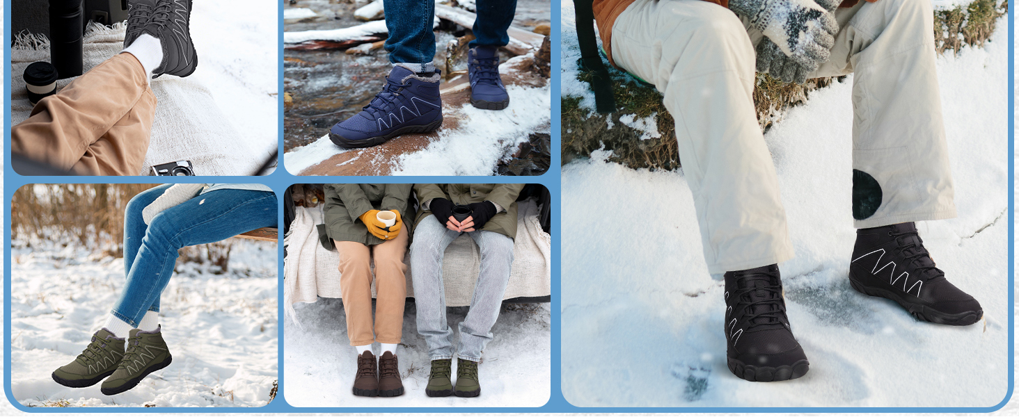 Зимові шкарпетки-черевики Ruyi для жінок та чоловіків, тепла підкладка, водонепроникні, для трейлраннінгу, комфортні зимові черевики з широкою передньою частиною, чорний, 42 EU