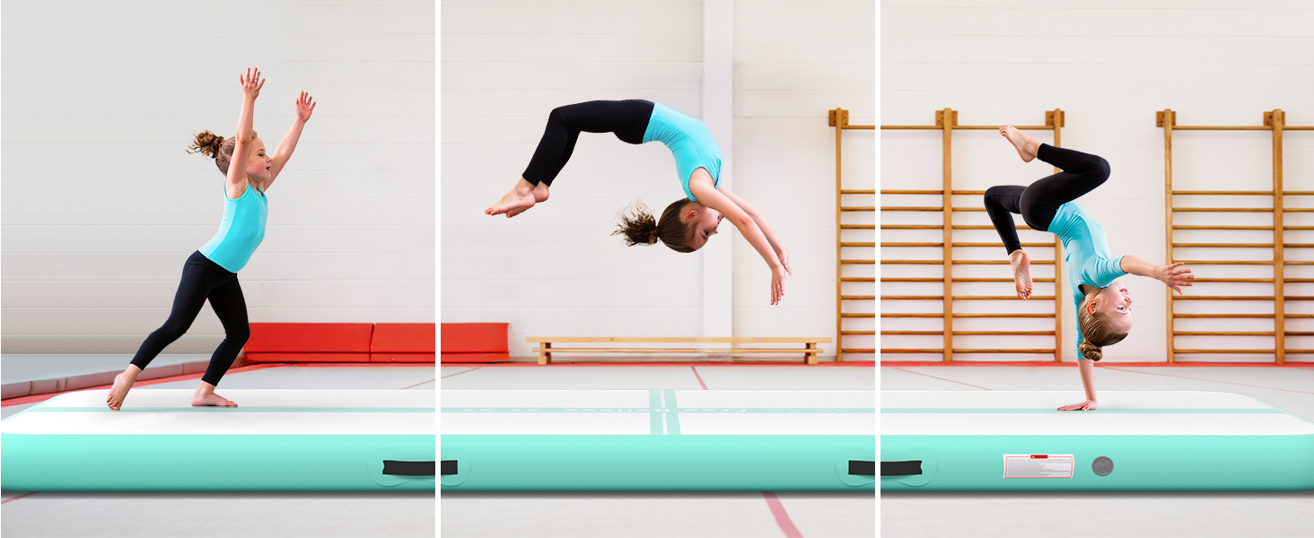 Мата Airtrack Matte для гімнастики, йоги та тренувань: довжина 2/3/4/5/6м, товщина 10/15см, з електричним насосом 600W, зелена