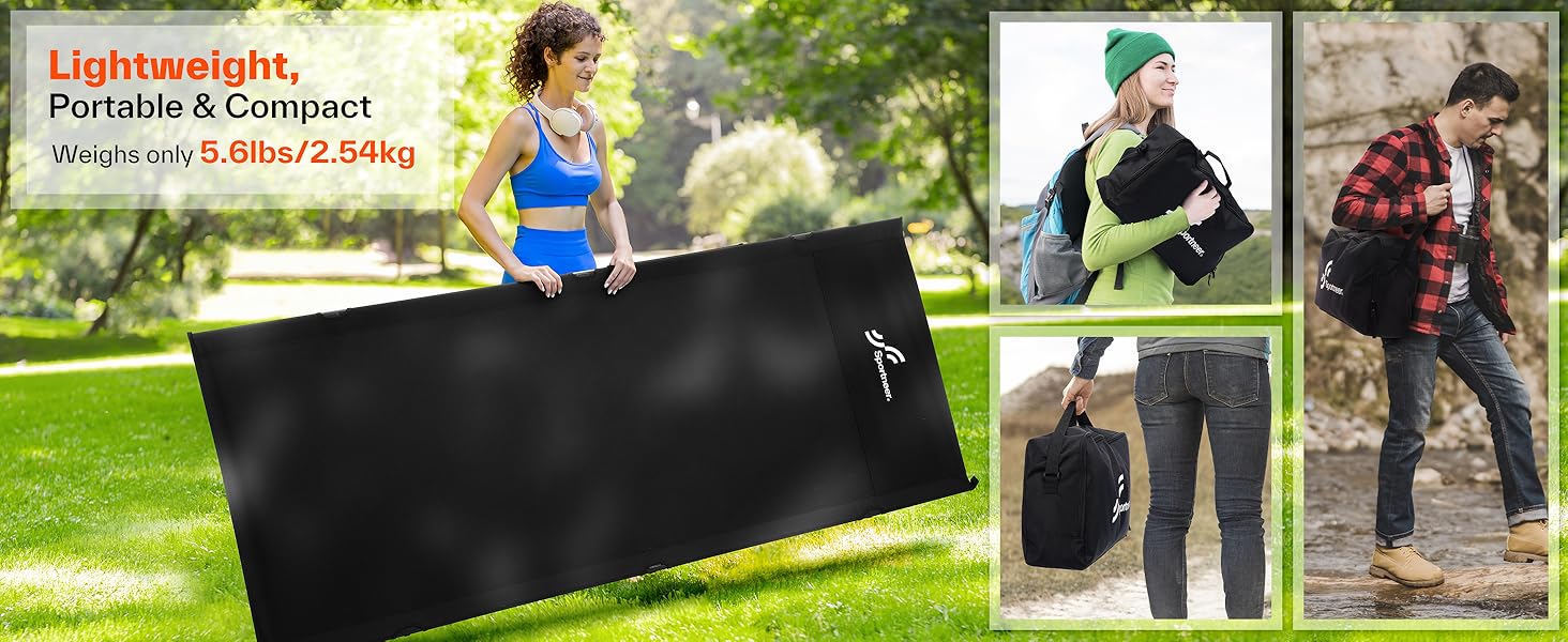 Розкладне ліжко Sportneer для кемпінгу та відпочинку на природі: легке, компактне, алюмінієве (190x70 см)