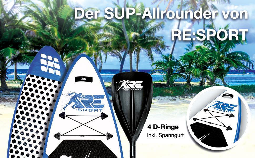 Комплект надувних дошок RESPORT SUP 305/320/366/380см Дошка для веслування стоячи з аксесуарами Дошка для серфінгу Дошка для серфінгу для початківців і просунутих серферів 305 см Blue