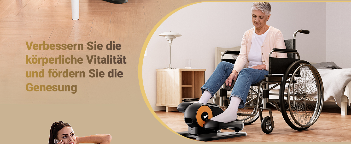 Міні еліптичний тренажер MERACH для дому, електричний крос-тренажер під стіл з пульт дистанційного керування, дисплеєм, 12 швидкостей, петлі для ніг, тихий та портативний, для людей похилого віку та дорослих (E37-Schwarz)