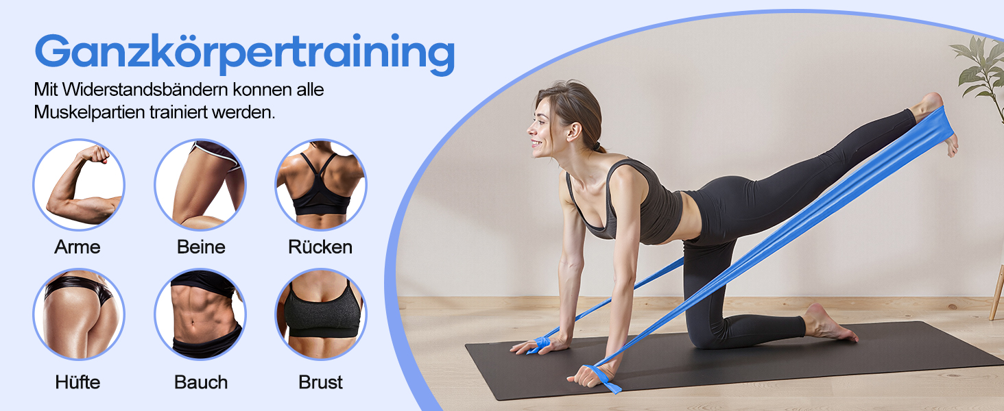 Фітнес-гумки Fokky 4 шт., еластичні стрічки для фітнесу, йоги, пілатесу, для тренувань та м'язового розвитку (синій, зелений, червоний, жовтий)