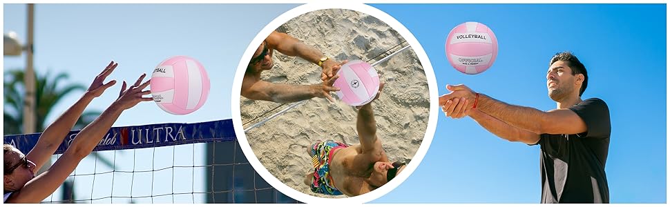 М'яч для волейболу EVZOM Super Soft, розмір 5, для пляжу/залу/басейну/тренувань - преміум якість, рожево-білий