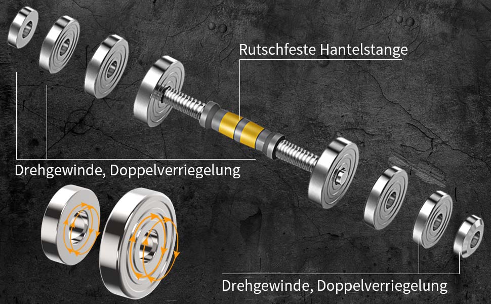 Регульований набір гантелей PHOEROS 20/30/40 KG: 3-в-1 (гантелі, штанга, гиря), сталеві гантелі для фітнесу вдома, для жінок та чоловіків, 20 KG