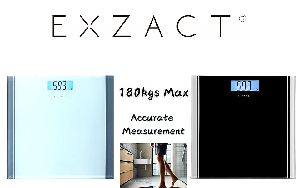 Цифрова вага для тіла та аналізу жиру Exzact з підключенням до APP (iOS & Android) - Bluetooth - Максимальне навантаження 180 кг - kg/st/lbs - Електронна вага