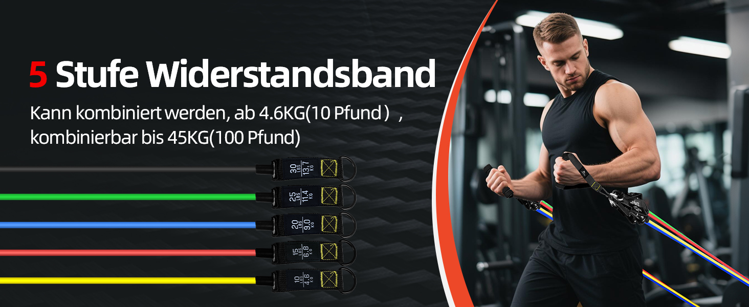 Набір еластичних стрічок Abahub для фітнесу: повне обладнання для тренувань вдома (100LB)