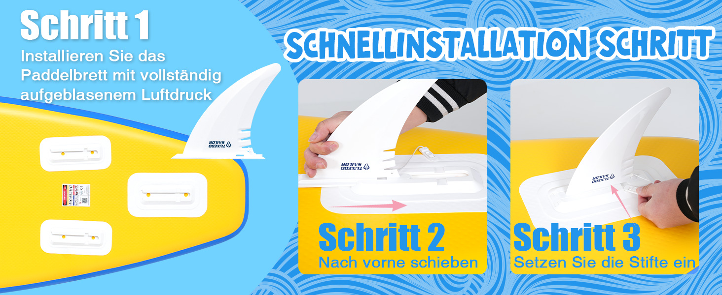 Надувне SUP-борд Tuxedo Sailor Stand Up Paddle Board з аксесуарами, для дорослих та підлітків, блакитний та жовтий