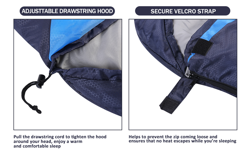 Спальний мішок для дорослих, туристів та дітей. Легкий, водонепроникний, для холодної погоди. Підходить для кемпінгу, хайкінгу, подорожей, полювання. Колір: темно-синій, розмір L