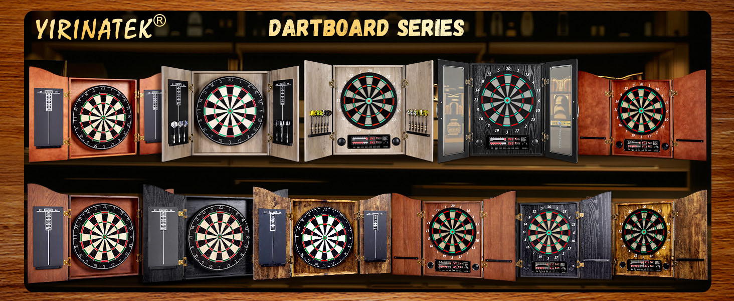 Електронний дартс Dartscheibe з шафою та 12 дротиками: Професійний E-дартс з дерев'яними дверцятами та режимом Cricket
