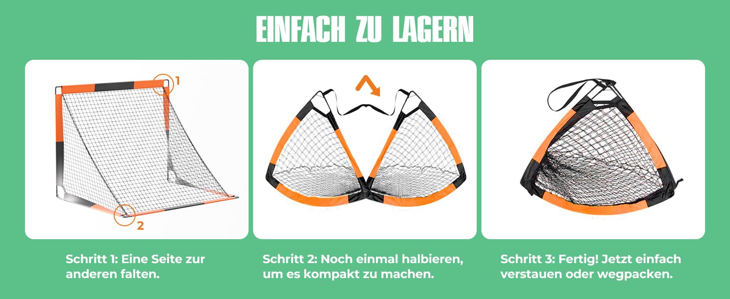 Дитячі футбольні ворота 120x90 см з сумкою для перенесення, для саду та вулиці, Pop-Up ворота з фіберскляних стержнів KD210DP
