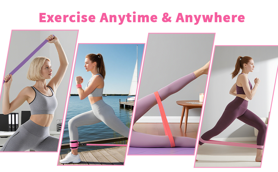 Набір еластичних стрічок для фітнесу (рожеві, 5 шт.)