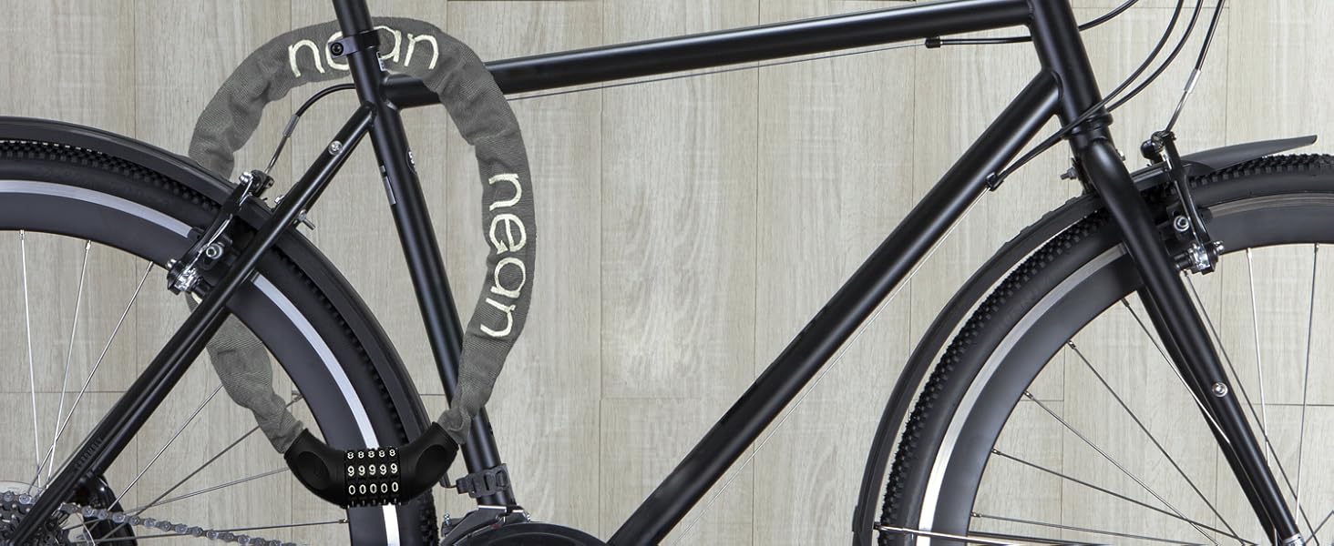 Велосипедне замкове обладнання Nean: надійний замок з кодом, сталевий ланцюг 6 мм x 900 мм (сірий)