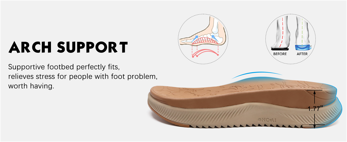 Жіночі сандалі Oncai Wander з ортопедичною устілкою та підтримкою склепіння стопи, чорні, розмір 36-43