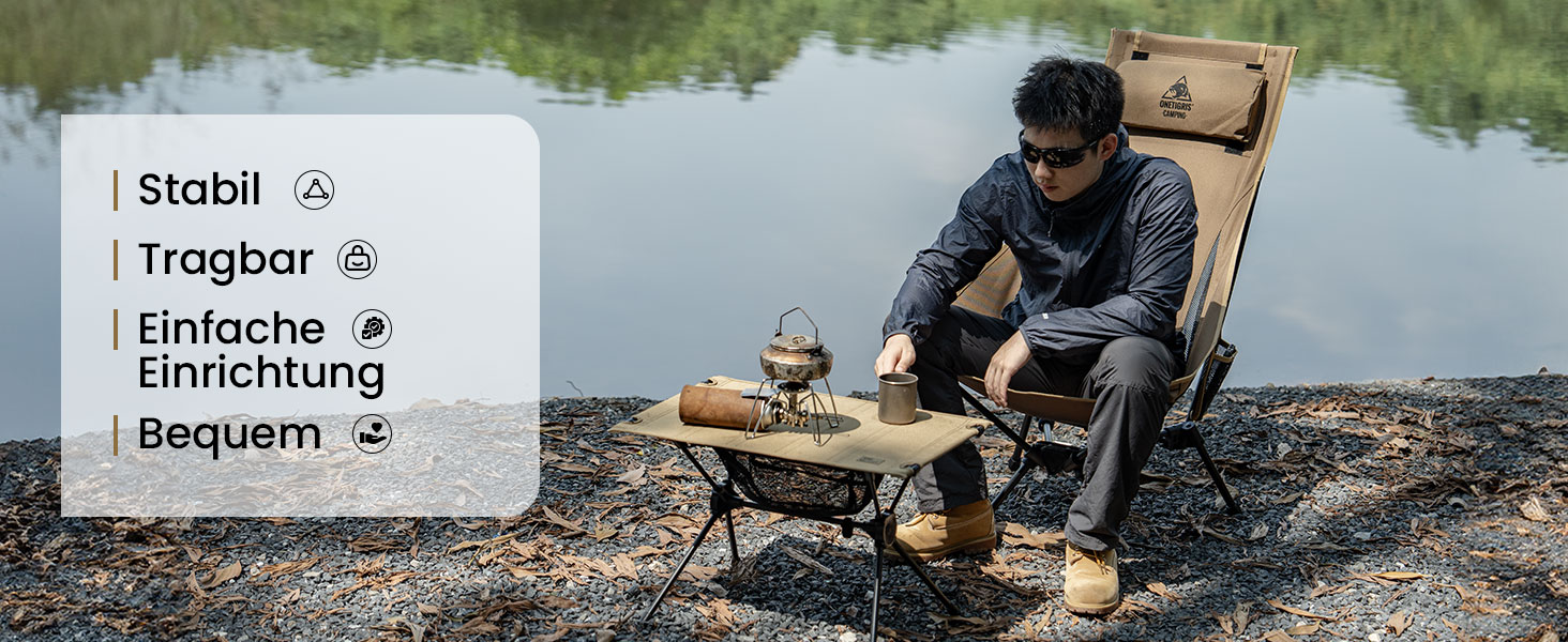 Стілець для кемпінгу OneTigris TIGERBLADE з високою спинкою, 170 кг, складний, легкий, з трикутним каркасом, для риболовлі з 2 кишенями, для відпочинку на природі, піших прогулянок, колір Койот