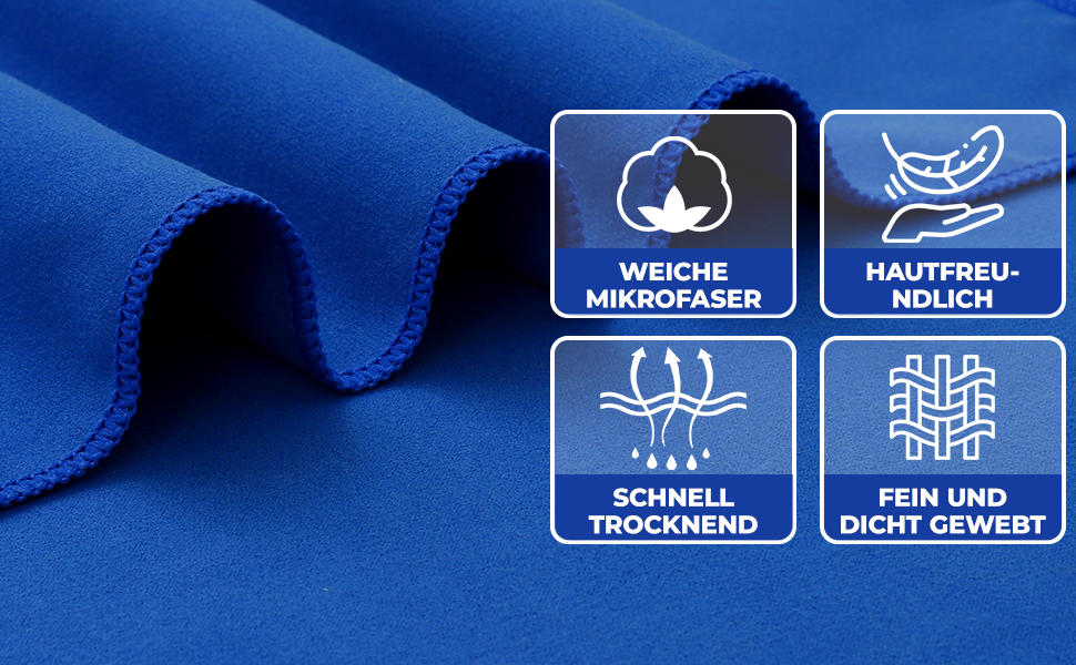 Рушник для фітнесу Zepphi: великий (120x50 см) + маленький (80x30 см) | Мікрофібра, кишеня на блискавці | Швидковисихаючий, для спортзалу та тренувань, блакитний