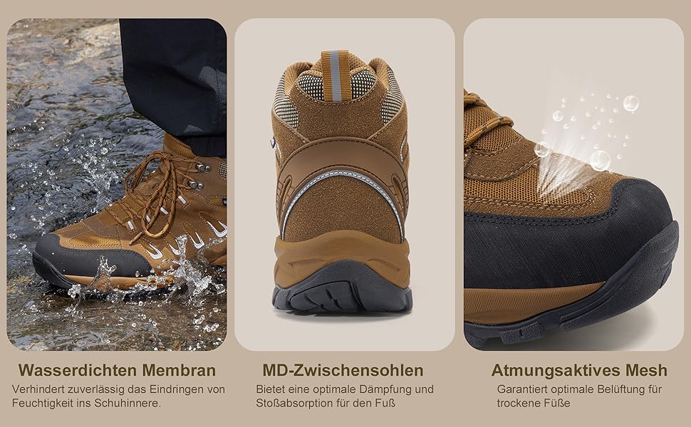 Чоловічі трекінгові черевики EARLDE, водонепроникні, легкі, для хайкінгу та активного відпочинку (41 EU, Коричневий)