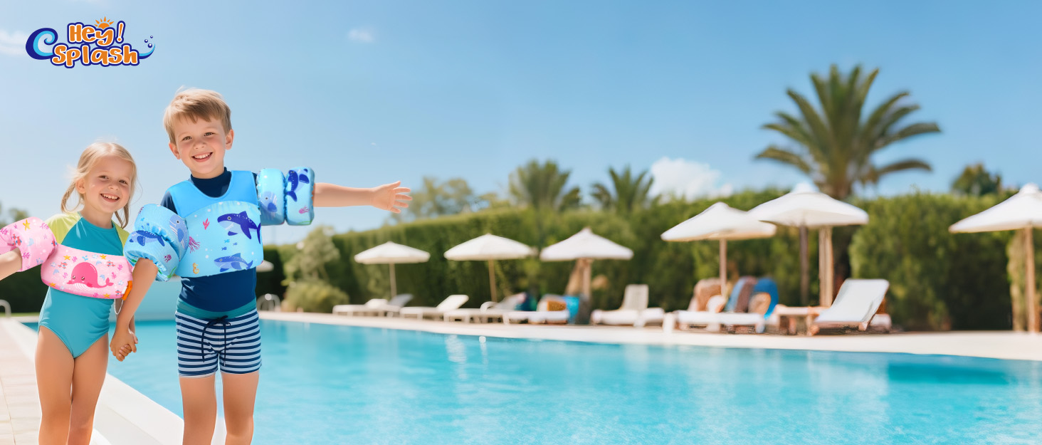 Надувні рукавики для плавання HeySplash для дітей 14-30 кг, рожеві, з пищалкою