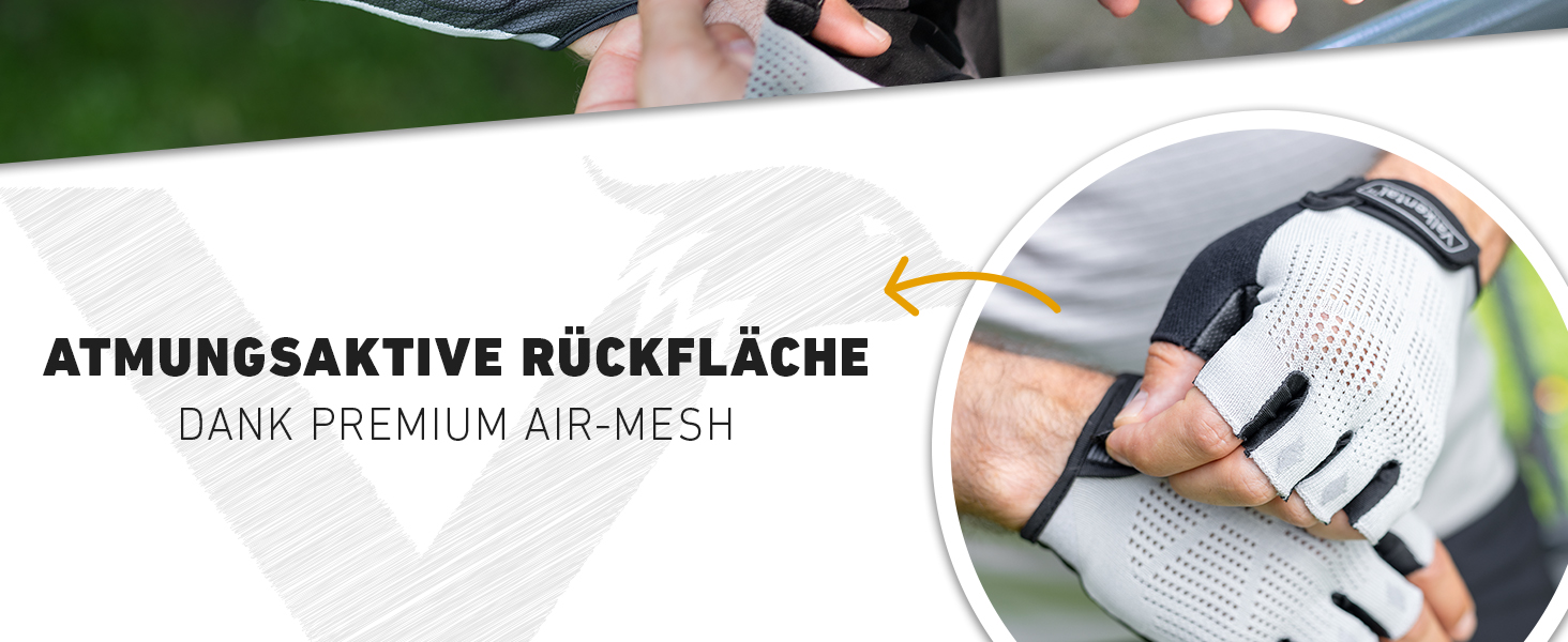 Велосипедні рукавички Valkental® з підкладкою | М'які та дихаючі | Для чоловіків та жінок | Безпальцеві рукавички для MTB/шосе/трекінгу | Короткі та легкі рукавички з відбиваючими елементами L Advanced