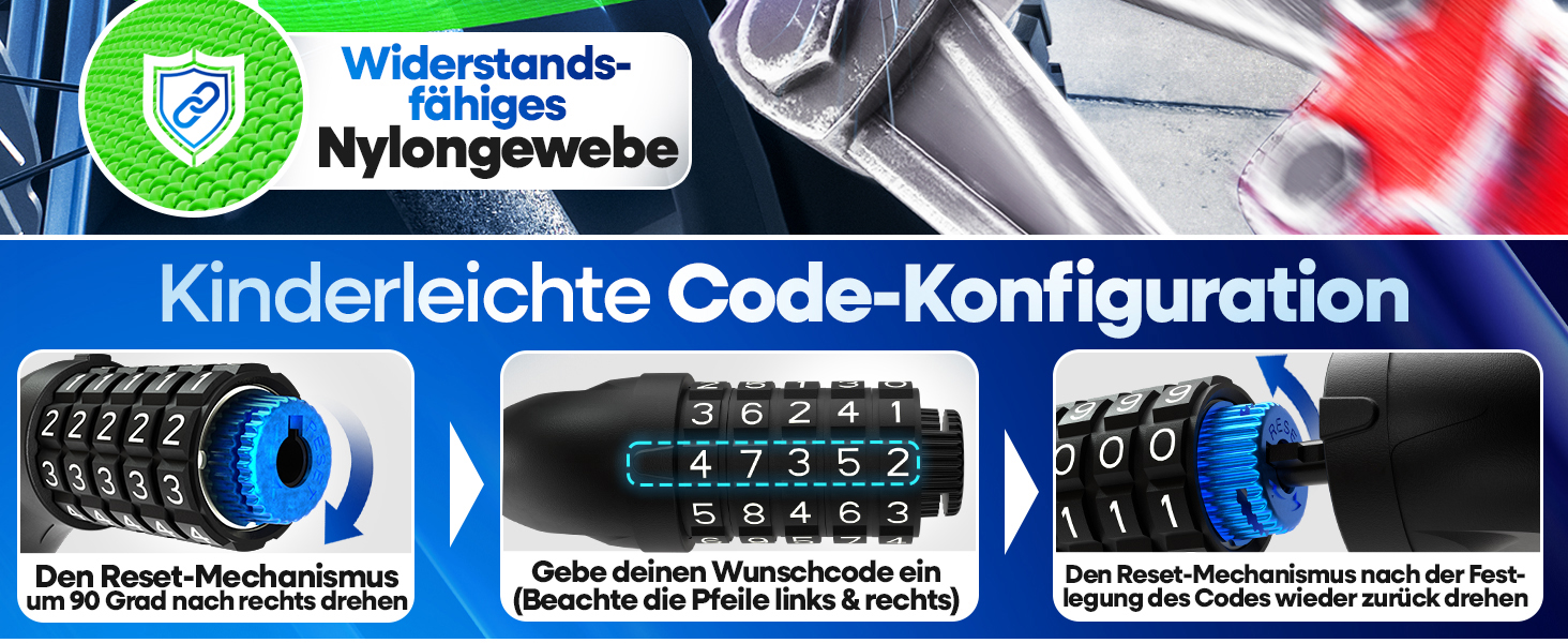 NEXTCOVER LockOne: надійне велозамкa з ключем - висока безпека, міцна ланцюгова конструкція, 3 ключі (відбиваючий, кодовий замок)