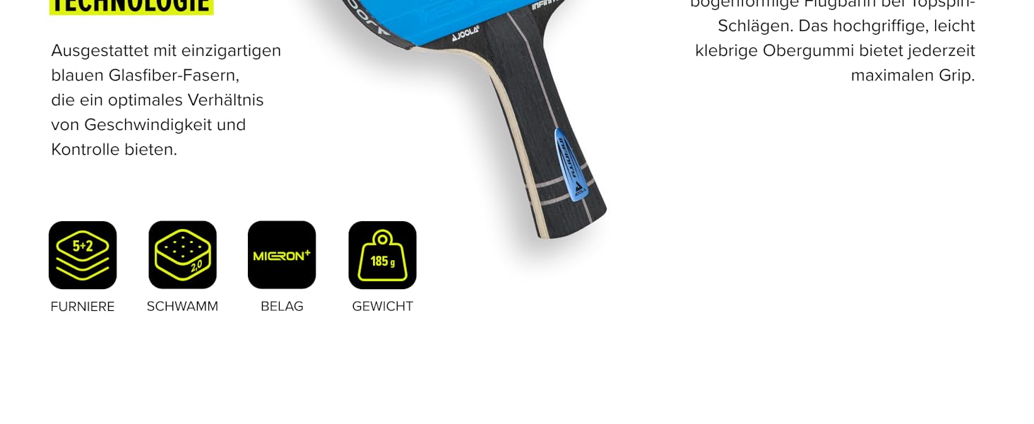 Стіл тенісний, ракетка JOOLA Infinity ITTF, професійна карбонова ракетка для досвідчених гравців, з High-Tech волокном, 7-шарове лезо з скловолокна