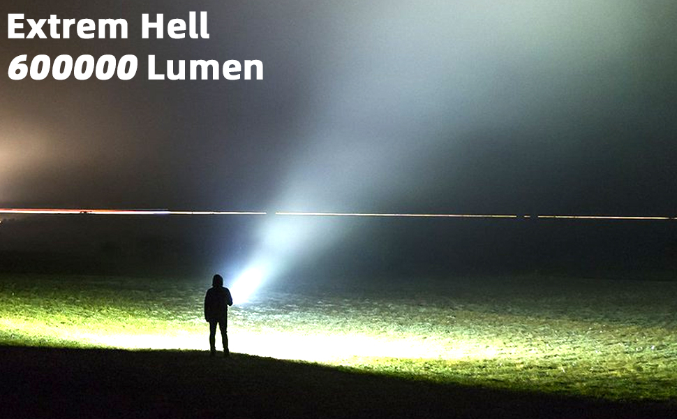 Ліхтар тактичний LED Azyvum, 1000000 люмен, Zoom, 5 режимів, водонепроникний IP67, для кемпінгу, риболовлі, туризму, надзвичайних ситуацій (чорний)