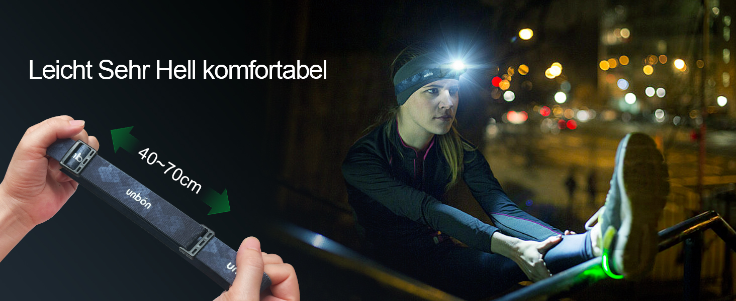 Налобний ліхтар UNBON LED акумуляторний, перезаряджається через USB-C, дуже яскравий, з регулюванням яскравості, 3 режими, сенсор, IPX4, вологостійкий, для туризму, риболовлі, 2 шт.