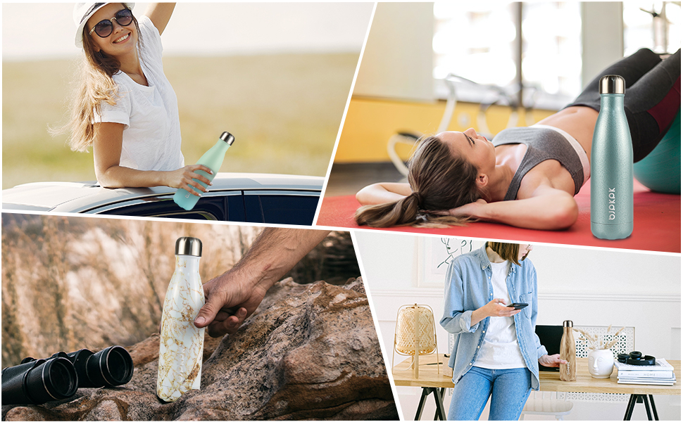 Термос-пляшка BJPKPK 500 мл з нержавіючої сталі, чорно-червоний колір. Зручна, багаторазова, для гарячих та холодних напоїв, придатна для миття в посудомийній машині.