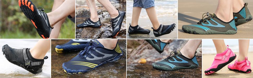 Чоловічі та жіночі аквашузи Barfußschuhe, швидковисихаючі, дихаючі, неслизькі, зелені (36 EU, 429 Weiß)