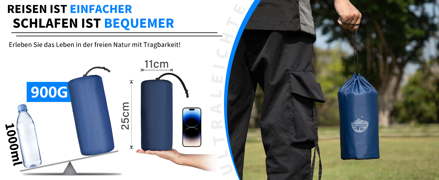 Килимок для кемпінгу Yuzonc Isomatte самонадувний, надувний матрац з насосом-пресом та подушкою, компактний та легкий для відпочинку на природі, зелено-блакитний