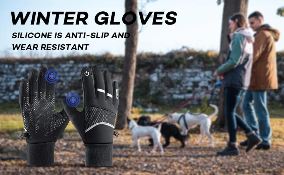 Велосипедні рукавички зимові для чоловіків та жінок, водонепроникні, сенсорні, неслизькі, вітрозахисні, для їзди на велосипеді, бігу та катання на лижах, сірі L