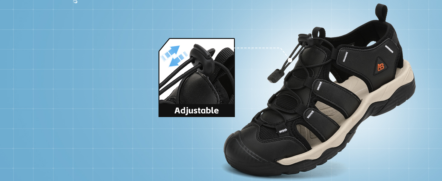 Чоловічі сандалі AX BOXING для трекінгу та спорту, літні, на липучках, дихаючі, чорні, розмір 44 EU