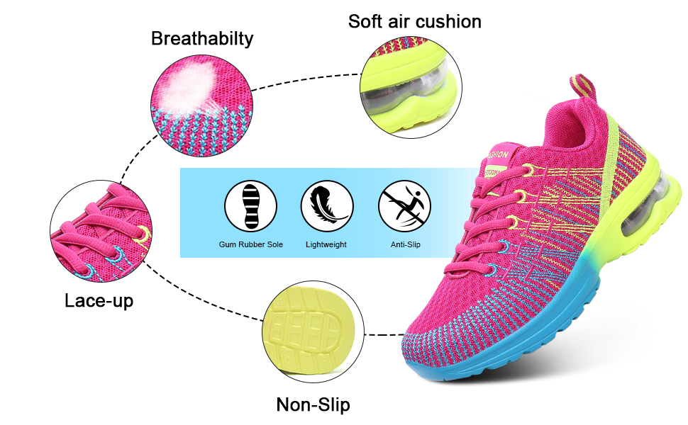 Жіночі кросівки для бігу Hitmars: легкі, дихаючі, з амортизацією, для фітнесу, вулиці та бігу. Розміри EU 36-42. Чорний та червоний кольори.