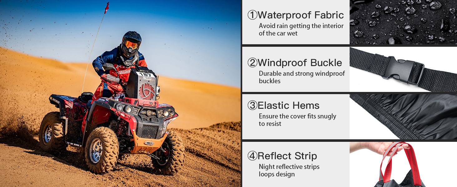 Водонепроникний чохол для квадроцикла Neverland Quad Abdeckplane, XXXL (256x110x120 см), чорний та сріблястий