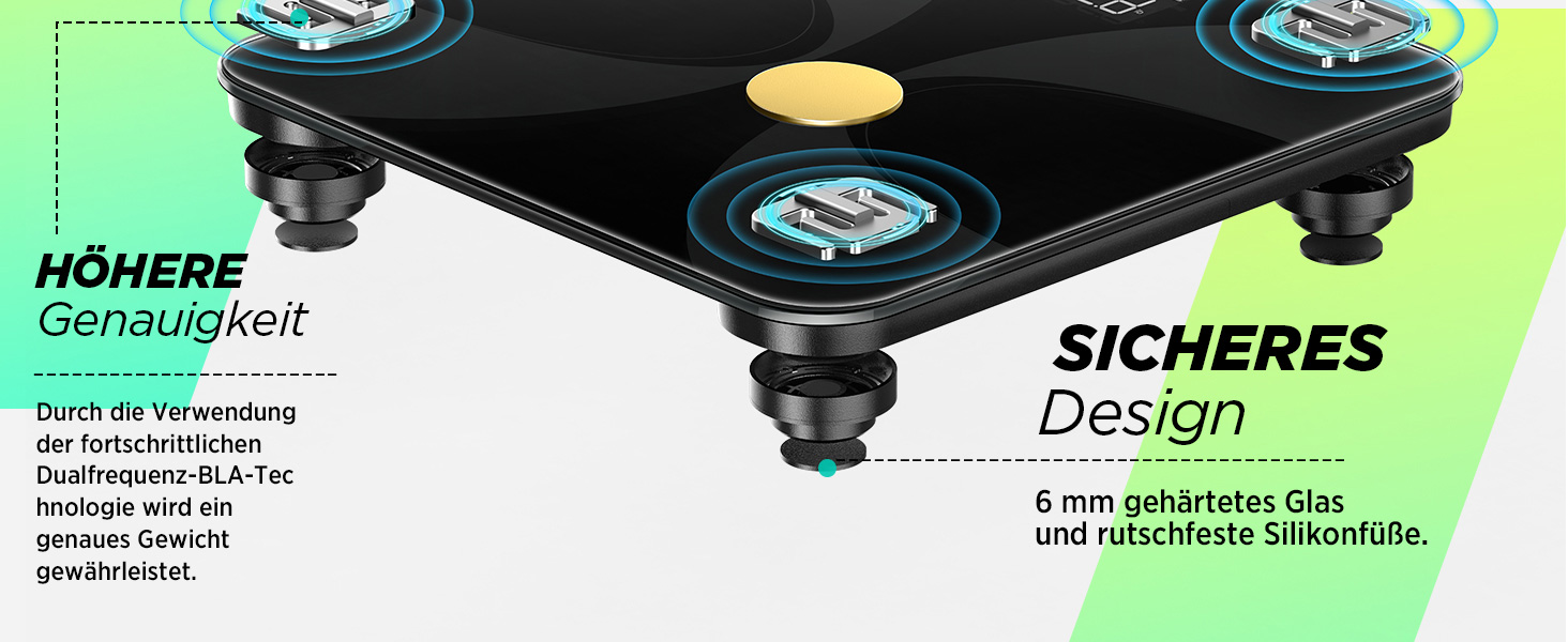 Вага RunSTAR для вимірювання жиру в тілі, персональна вага з великим дисплеєм, аналізатор 13 показників, синхронізація з додатком, чорний колір