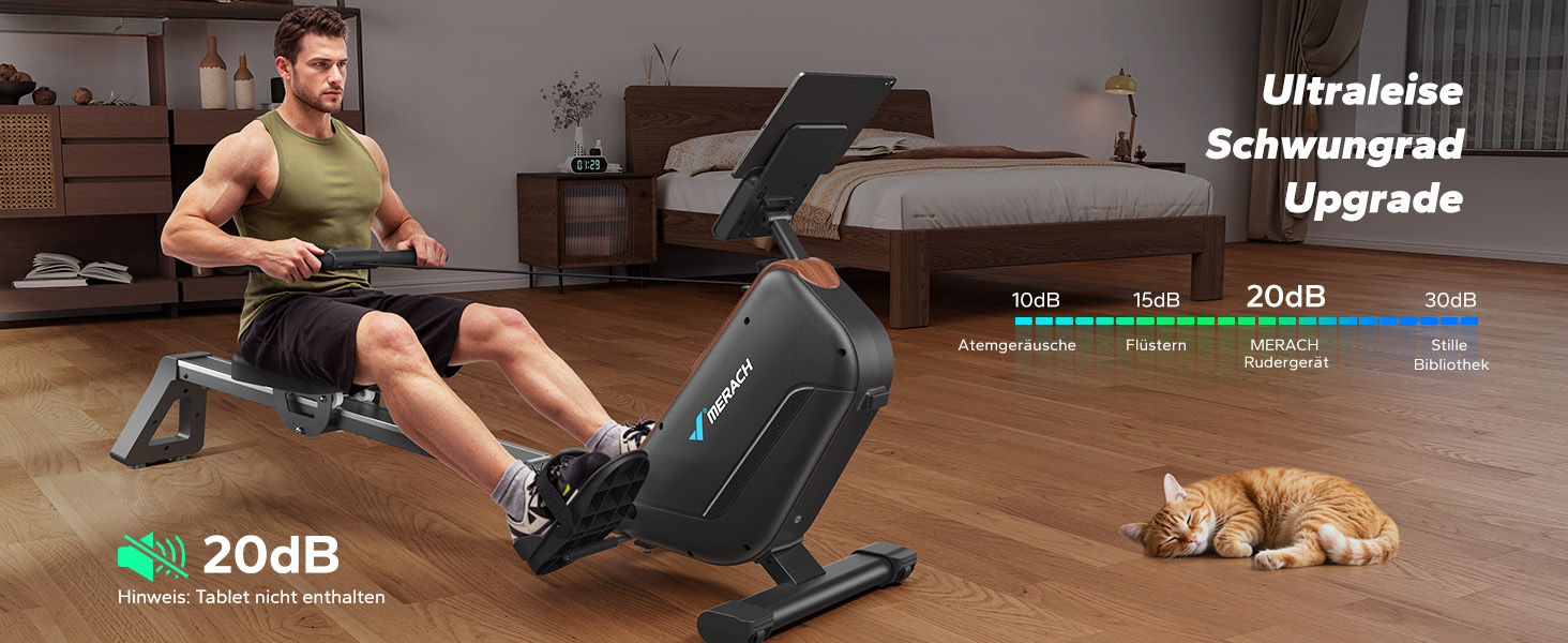 Гребний тренажер MERACH для дому, складаний, магнітний, тихий, з додатком, подовжені направляючі, електричне налаштування (самостійно)