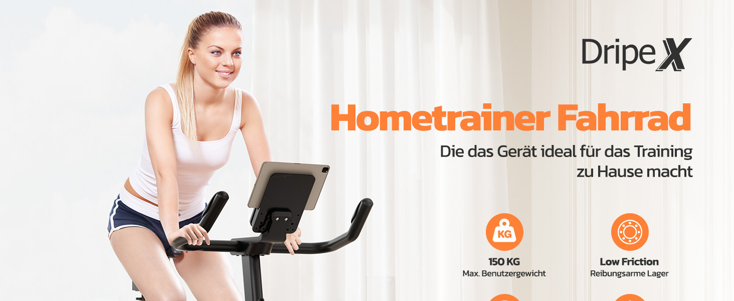 Велотренажер Dripex: стабільний, комфортний, з тримачем для планшету, до 150 кг, для дому