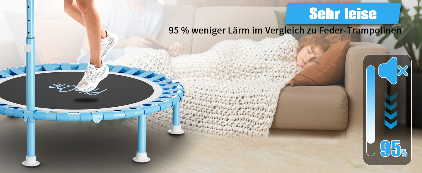 Міні-трамплін FitinOne 102 см для дому та фітнесу, 200 кг, з пружинами та регульованим руків'ям