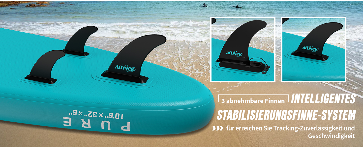Надувний SUP-борд ALLPICK Premium Set: Комплектація для SUP-серфінгу, камера, аксесуари, регульоване весло, 200 кг, серо-зелений