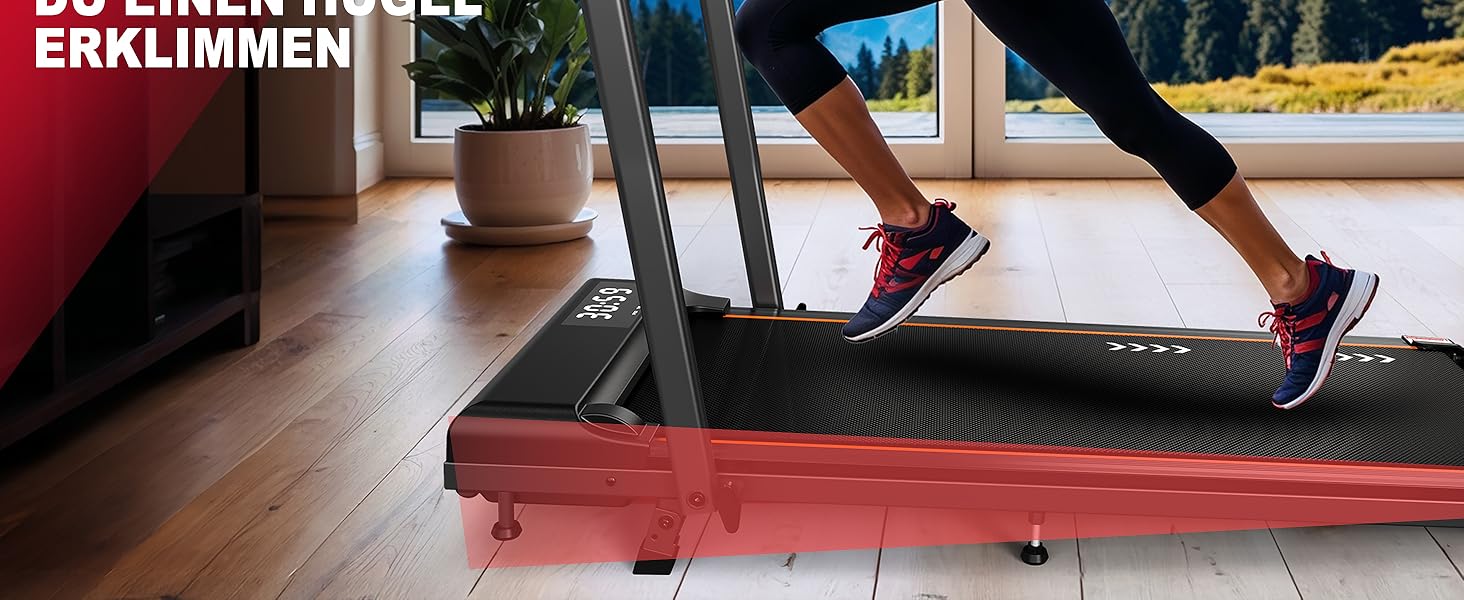 Бігова доріжка VOWVIT для дому, складаний: кут нахилу 7%, потужність 2.5 PS, максимальне навантаження 120 кг, швидкість 1-12 км/год